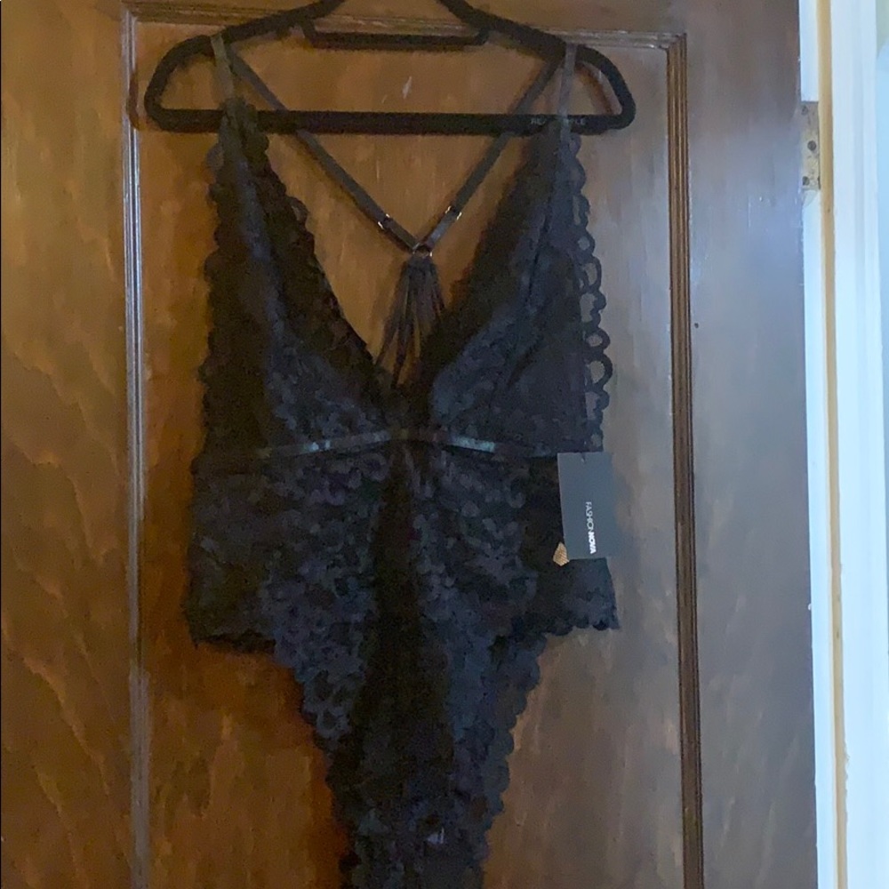 NWT black lace teddy